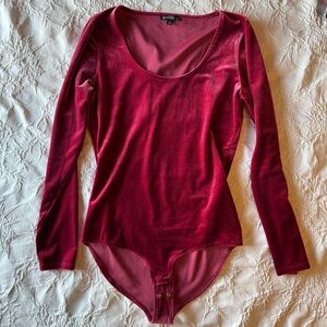 J. Crew Mercantile Red Velvet Bodysuit